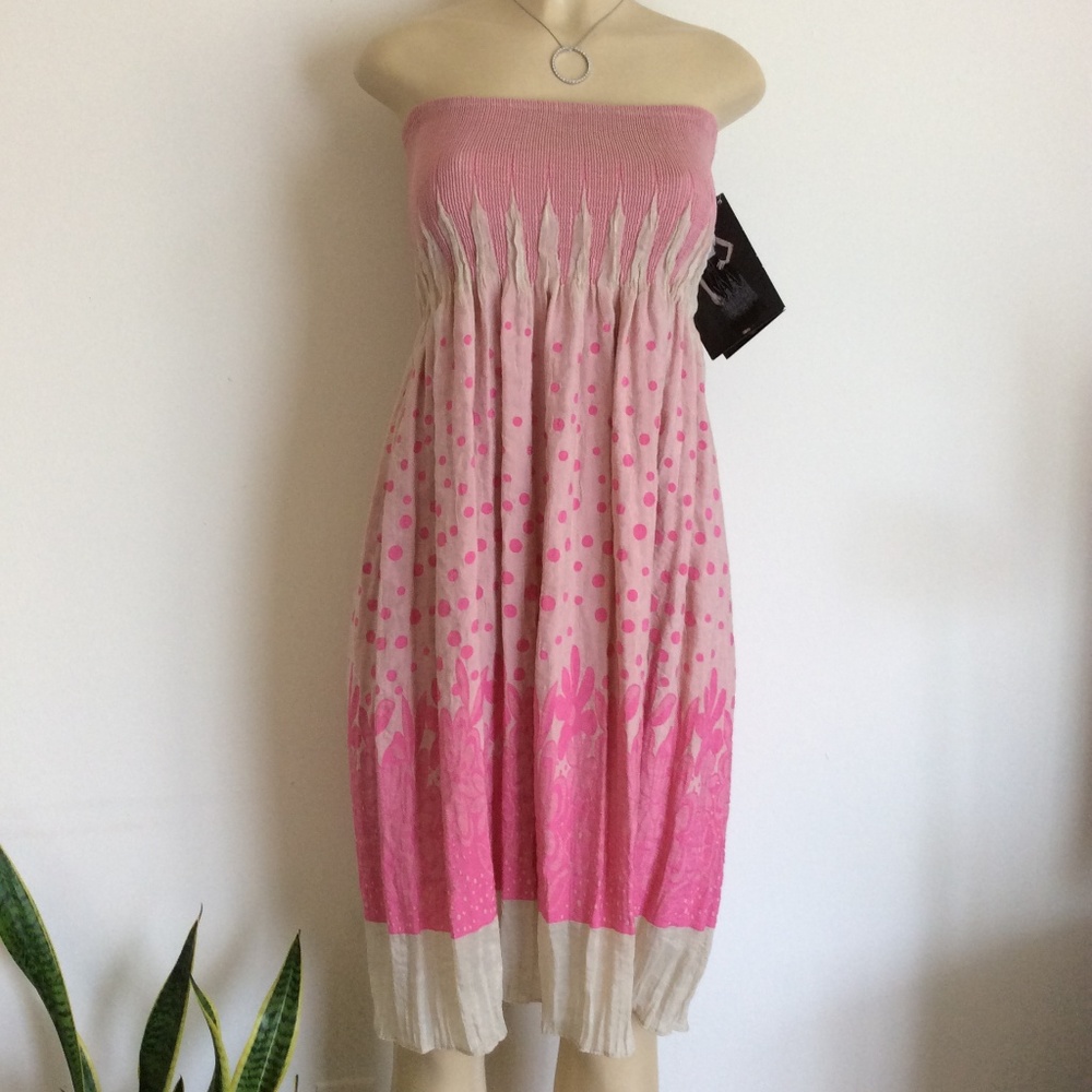Lapis Women's Strapless Dress, Pink, Beige, One Sz